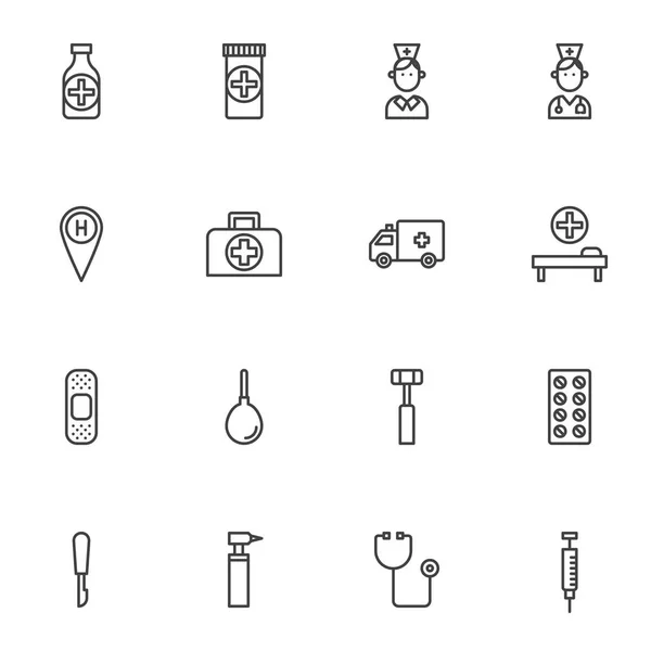 Set Hospital Icons Simply Vector Illustration — 스톡 벡터