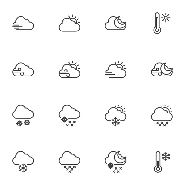 Conjunto Iconos Meteorológicos Simplemente Ilustración Vectorial — Vector de stock