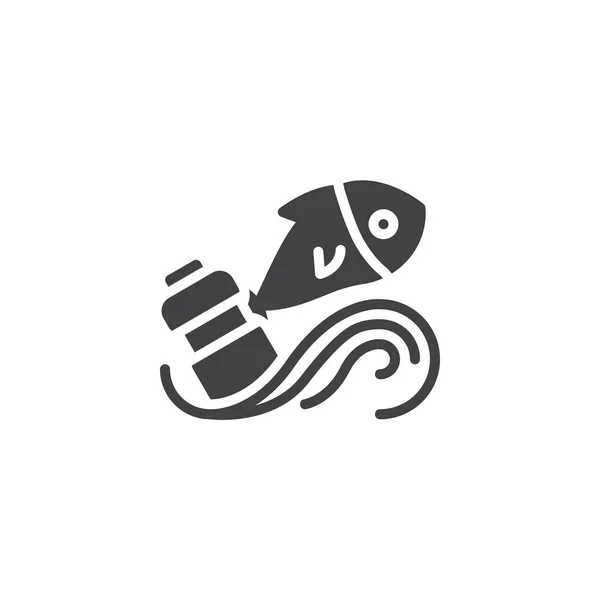 Poisson Bouteille Dans Eau Illustration Vectorielle Simple — Image vectorielle