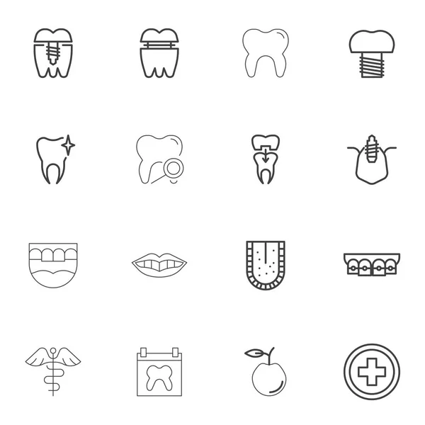 Satz Zahnärztlicher Symbole Einfach Vektorillustration — Stockvektor