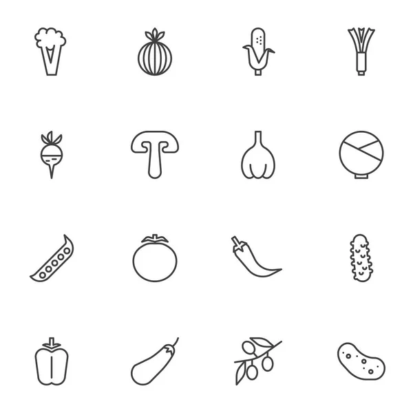 Vegetables Line Icons Set Linear Style Symbols Collection Agriculture Vegetable — 스톡 벡터