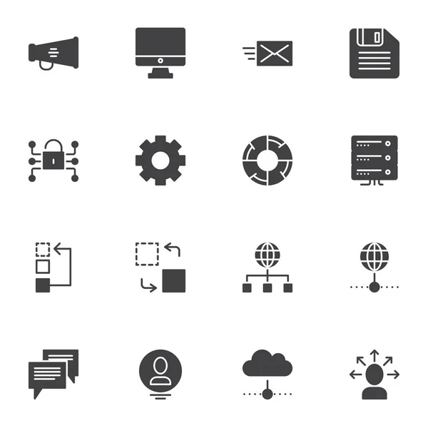 Business Data Vector Icons Set Modern Solid Symbol Collection — 图库矢量图片