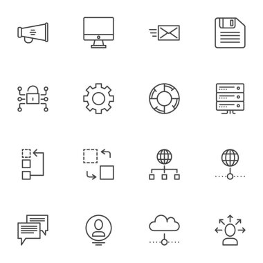 Business data line icons set. linear style symbols collection