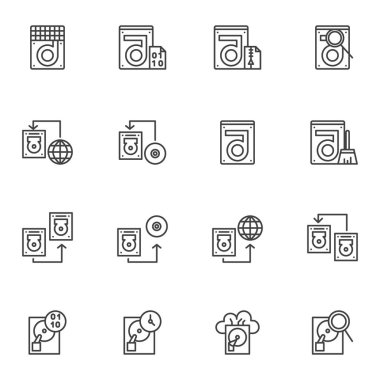 Data recovery line icons set. linear style symbols collection