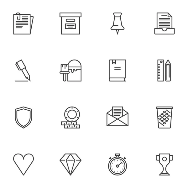 Business Success Line Icons Set Linear Style Symbols Collection — Stok Vektör