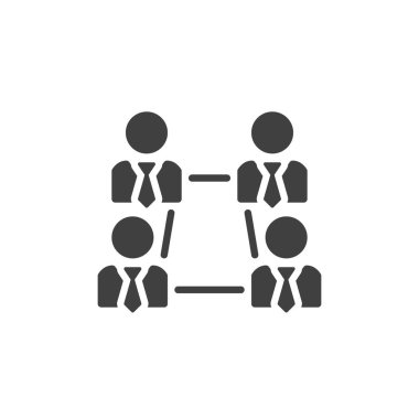 İş adamları vektör simgesini bağlar. Mobil konsept ve web tasarımı için düz tabela. İş İletişim simgesi simgesi. İşbirliği sembolü, logo çizimi. Vektör grafikleri