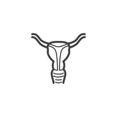 Rahim ağzı simgesi. Mobil konsept ve web tasarımı için insan iç organı doğrusal işareti. Dişi üreme sistemi ana hatları vektör simgesi. Sembol, logo çizimi. Vektör grafikleri
