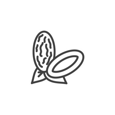 Ramazan ayı yemek hattı ikonu. Mobil konsept ve web tasarımı için doğrusal biçim işareti. Kuru tarih taslak vektör simgesi. Sembol, logo çizimi. Vektör grafikleri