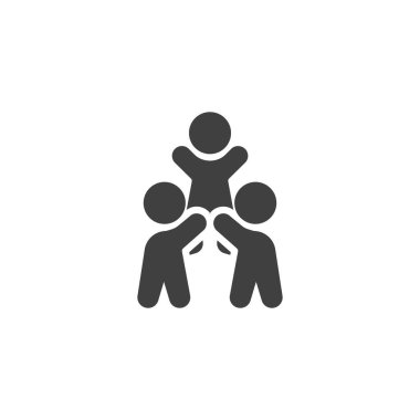 Liderlik ve takım çalışması vektör simgesi. Mobil konsept ve web tasarımı için düz tabela. İşletme lideri Glyph 'i destekleyen iki adam. Sembol, logo çizimi. Vektör grafikleri