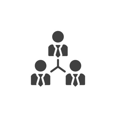 İş İletişim vektör simgesi. Mobil konsept ve web tasarımı için düz tabela. İş adamları glifleri birbirine bağlar. Sembol, logo çizimi. Vektör grafikleri