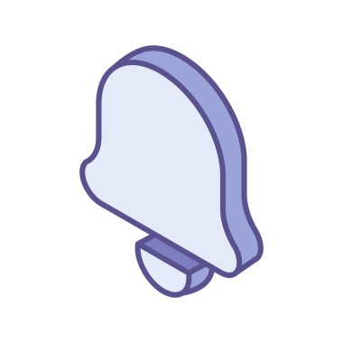 Uyarı çanı izometrik simgesi. Web tasarımı için alarm çanı uyarısı izometrik vektör çizimi. Sembol, logo illüstrasyonu