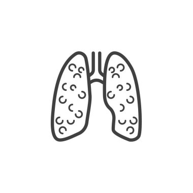 İnsan akciğer çizgisi ikonu. Mobil konsept ve web tasarımı için doğrusal biçim işareti. Ciğerleri anatomi ana hatları vektör simgesi. Sembol, logo çizimi. Vektör grafikleri