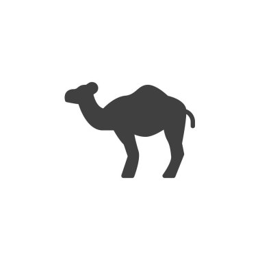 Dromedary deve vektör ikonu. Mobil konsept ve web tasarımı için düz tabela. Deve hayvan sembolü. Sembol, logo çizimi. Vektör grafikleri