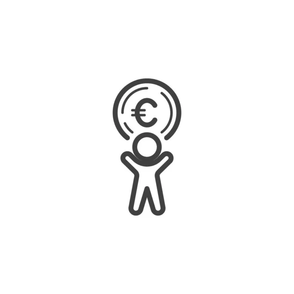 Человек Иконой Монеты Евро Знак Стиля Мобильной Концепции Веб Дизайна — стоковый вектор