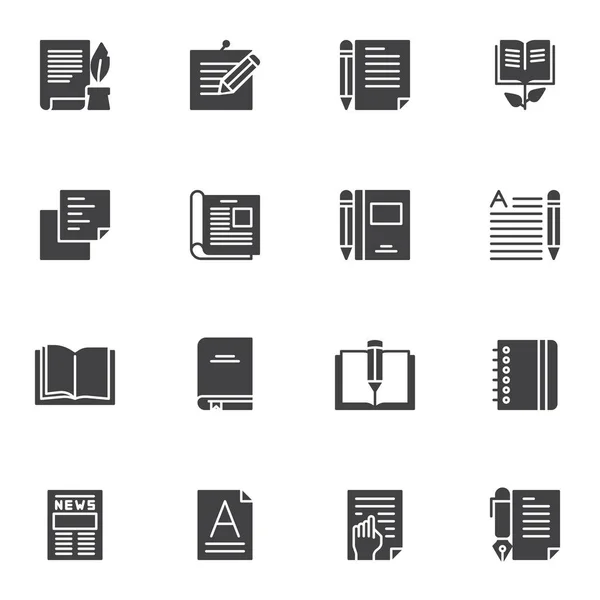 Escribir Notas Conjunto Iconos Vectoriales Colección Símbolos Sólidos Modernos Paquete — Archivo Imágenes Vectoriales