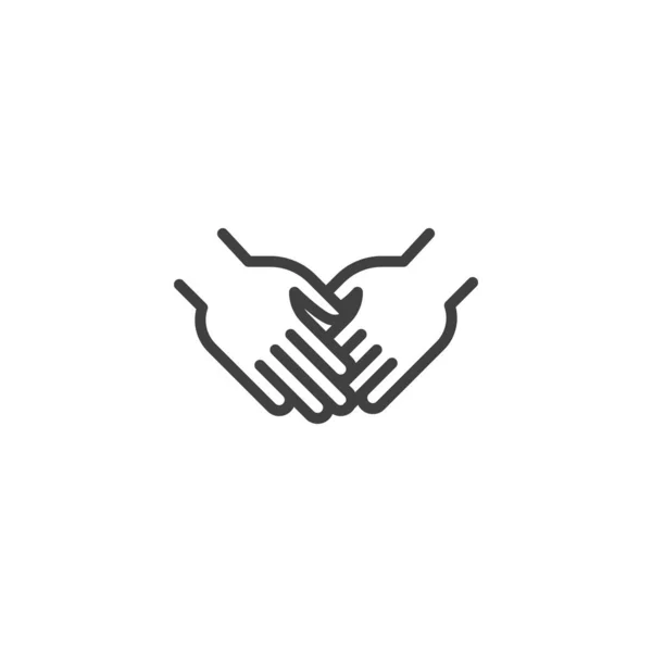 Hands Together Line Icon Lineares Stilschild Für Mobiles Konzept Und — Stockvektor