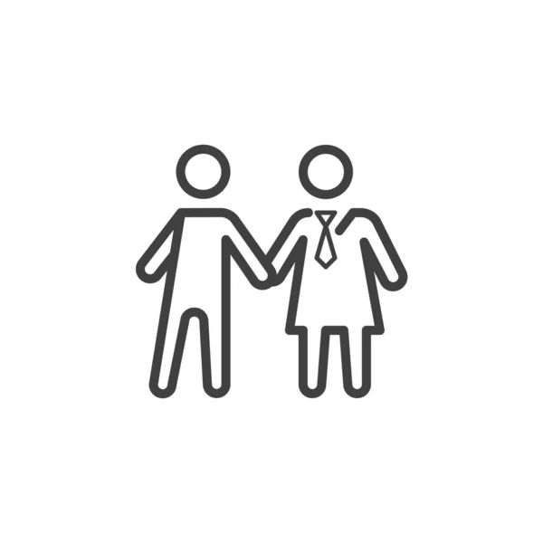 Business People Handshake Line Icon Signe Style Linéaire Pour Concept — Image vectorielle