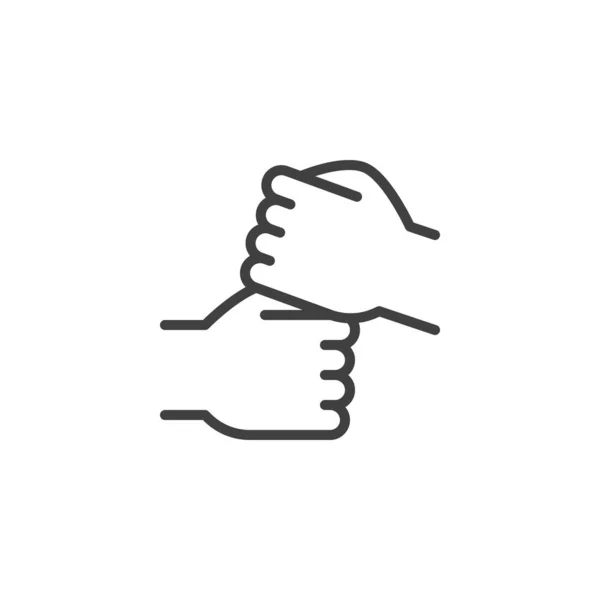 Fist Bump Hands Line Icon 셰이크 스타일 간판은 모바일 디자인을 — 스톡 벡터