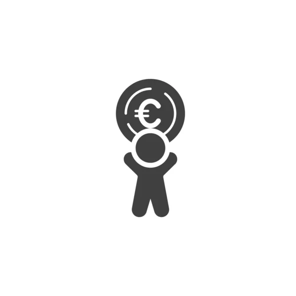 Hombre Con Euro Moneda Icono Vector Signo Plano Lleno Para — Vector de stock