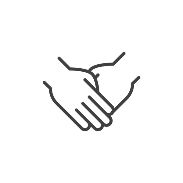 Two Hands Holding Each Other Line Icon Linear Style Sign — Stock Vector