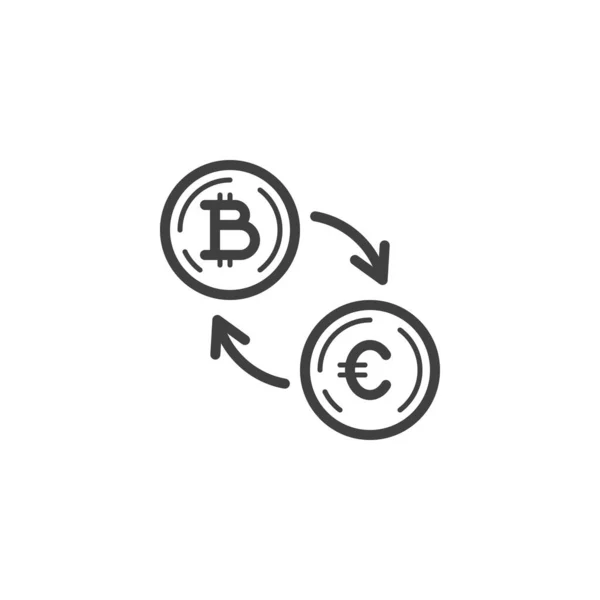 Euro Valutaväxling Bitcoin Linje Ikon Linjär Stil Tecken För Mobila — Stock vektor