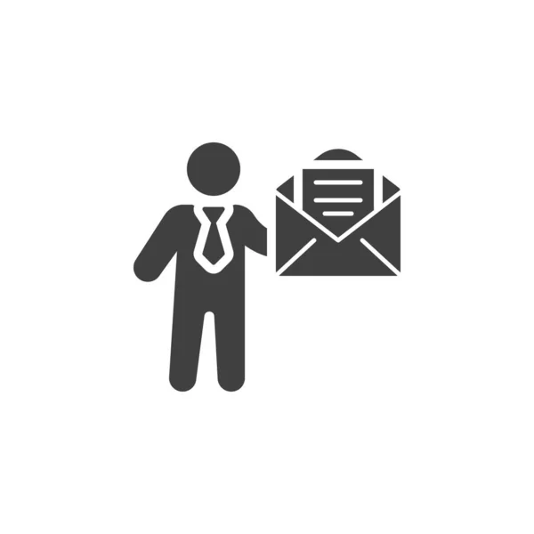 Geschäftsmann Mit Mail Vektor Symbol Gefüllte Flache Schilder Für Mobiles — Stockvektor