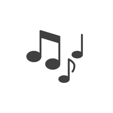 Müzik notaları vektör simgesi. Melodi şarkısı mobil konsept ve web tasarımı için düz tabela doldurdu. Müzik notaları simgesi. Sembol, logo çizimi. Vektör grafikleri