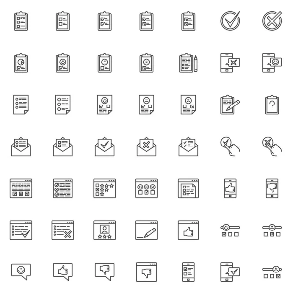 Ícones Linha Feedback Definidos Coleção Símbolos Estilo Linear Revisões Documentos — Vetor de Stock