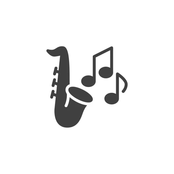 Saxofón y música notas vector icono — Vector de stock