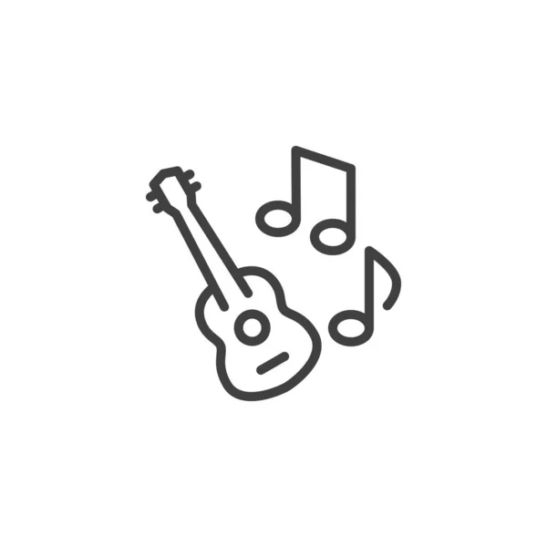 Icône Ligne Note Musique Guitare Signe Style Linéaire Pour Concept — Image vectorielle