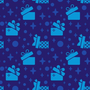 Hediye kutuları simgelerini aç. Parti kusursuz bir geçmiş sunar. Kusursuz desen vektör çizimi