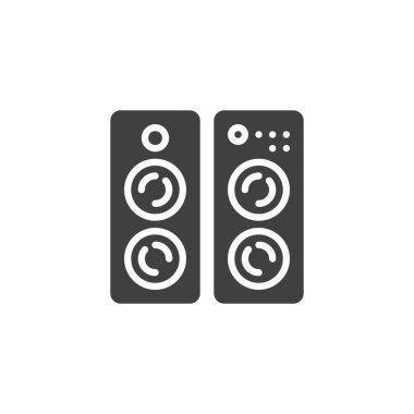 Ses hoparlörleri vektör simgesi. Mobil konsept ve web tasarımı için düz tabela. Ses stereo sistem kabartma simgesi. Sembol, logo çizimi. Vektör grafikleri