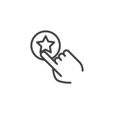 Yıldız çizgi simgesine tıklayın. Mobil konsept ve web tasarımı için favori doğrusal stil işaretine ekle. Geri bildirim tuşuna basarak ana vektör simgesine bas. Sembol, logo çizimi. Vektör grafikleri