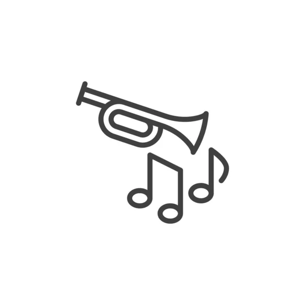 Icona Della Linea Musicale Tromba Jazz Segno Stile Lineare Concetto — Vettoriale Stock