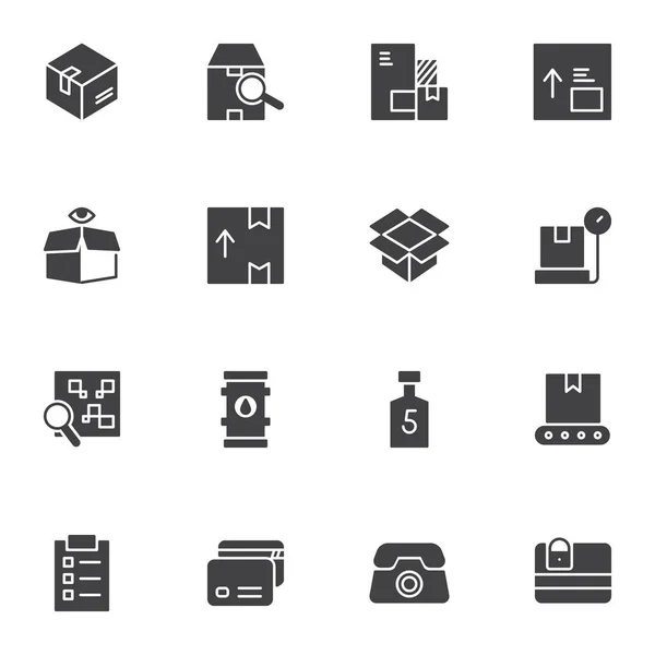 Juego Iconos Vectoriales Entrega Logística Colección Símbolos Sólidos Modernos Paquete — Vector de stock