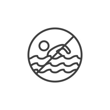 Yüzme çizgisi simgesi değil. Mobil konsept ve web tasarımı için doğrusal biçim işareti. Yüzme çizgisi vektör simgesi yok. Sembol, logo çizimi. Vektör grafikleri