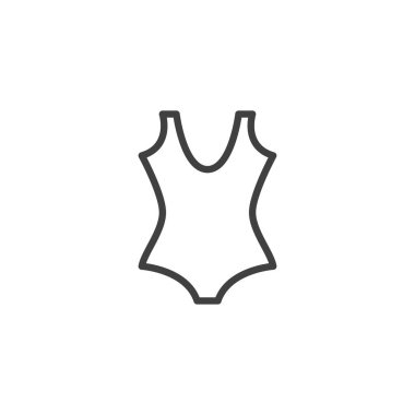 Kadın mayo çizgisi ikonu. Mobil konsept ve web tasarımı için doğrusal biçim işareti. Kadınlar mayolu taslak vektör ikonu giyer. Sembol, logo çizimi. Vektör grafikleri