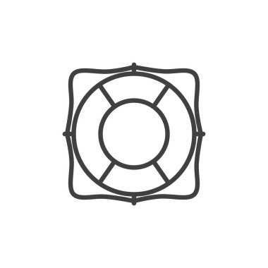 Lifebuoy çizgisi simgesi. Mobil konsept ve web tasarımı için doğrusal biçim işareti. Lifesaver ana hat vektör simgesi. Güvenlik sembolü, logo çizimi. Vektör grafikleri