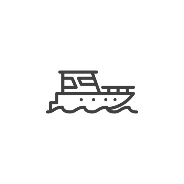 ボートラインのアイコンをセーリング モバイルコンセプトとウェブデザインのためのリニアスタイルのサイン ボートの輪郭ベクトルアイコン シンボル ロゴイラスト ベクトルグラフィックス — ストックベクタ