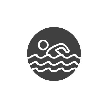 Havuz yüzme vektör simgesi. Mobil konsept ve web tasarımı için düz tabela. Yüzen adam sembol simgesi. Sembol, logo çizimi. Vektör grafikleri