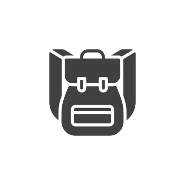 Seyahat sırt çantası vektör simgesi. Mobil konsept ve web tasarımı için düz tabela. Okul Sırt Çantası sembolü. Sembol, logo çizimi. Vektör grafikleri