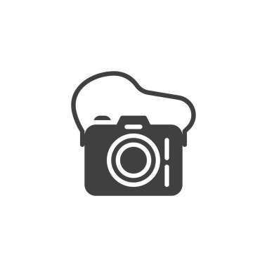Fotoğraf makinesi vektör simgesi. Mobil konsept ve web tasarımı için düz tabela. Kamera sembolü simgesi. Sembol, logo çizimi. Vektör grafikleri