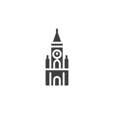 Kremlin Sarayı vektör ikonu. Mobil konsept ve web tasarımı için düz tabela. Kremlin kule sembolü. Sembol, logo çizimi. Vektör grafikleri