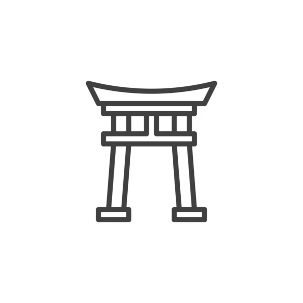 Shinto Tapınağı Çizgi Simgesi Mobil Konsept Web Tasarımı Için Doğrusal — Stok Vektör