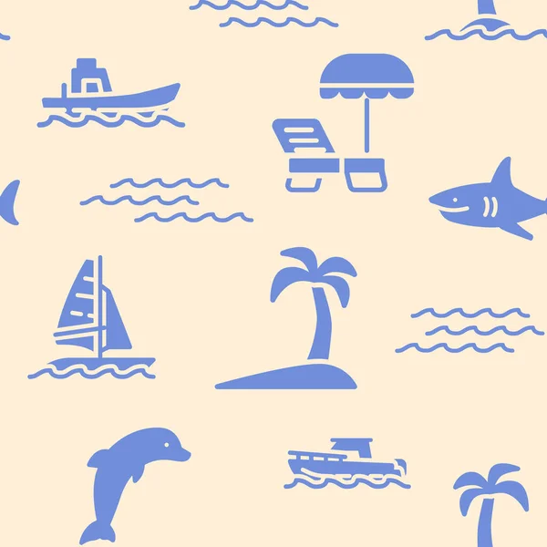 Летний Пляж Летние Каникулы Бесшовный Фон Нешовная Векторная Иллюстрация — стоковый вектор
