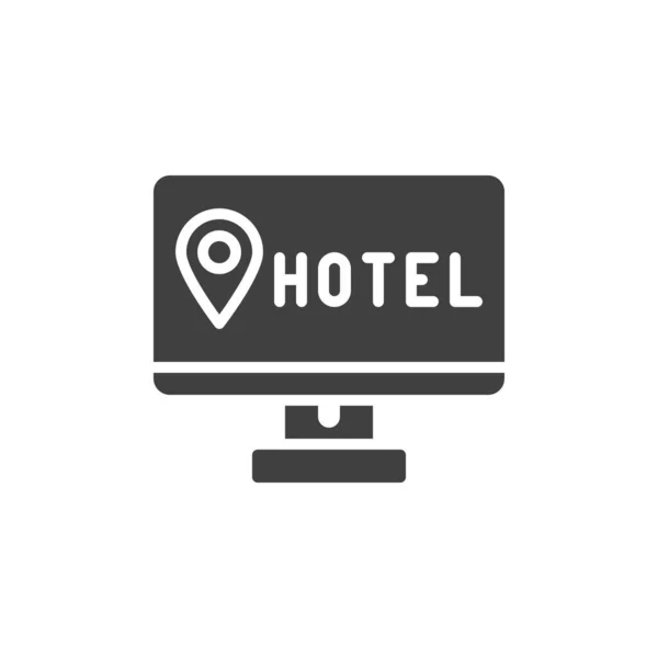 Online Hotel Booking Vector Icon Filled Flat Sign Mobile Concept — Stock Vector