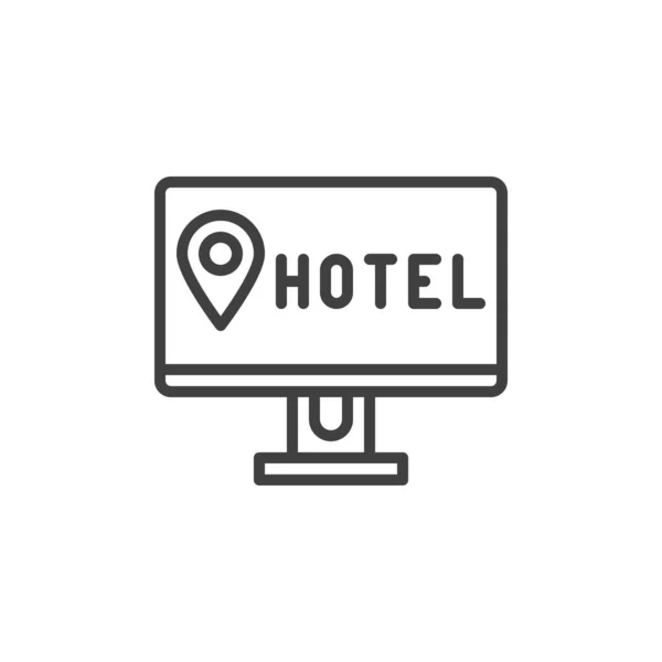 Online Hotel Linea Prenotazione Icona Segno Stile Lineare Concetto Mobile — Vettoriale Stock