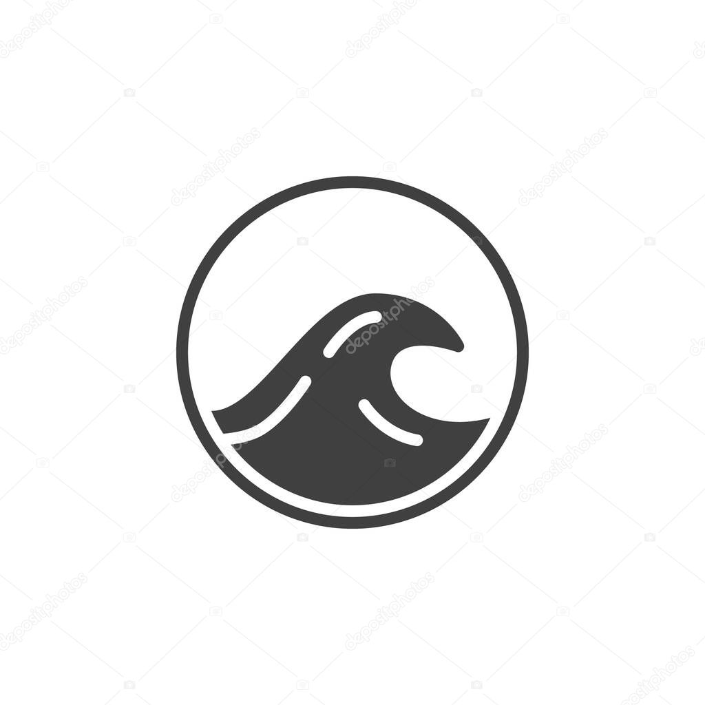 Beware big waves vector icon. filled flat sign for mobile concept and web design. Stormy sea sign glyph icon. Symbol, logo illustration. Vector graphics