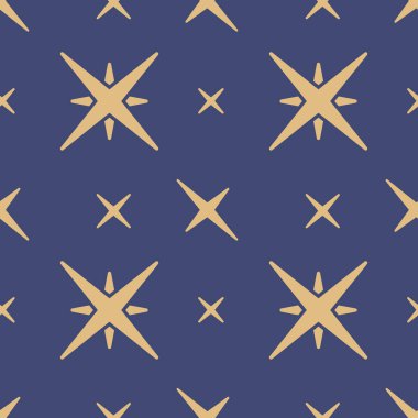 Soyut yıldız simgeleri deseni. Yıldızlar pırıl pırıl parlıyor. Kusursuz desen vektör çizimi