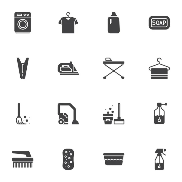 Putz Und Hausarbeit Vektor Icons Set Moderne Solide Symbolsammlung Gefülltes — Stockvektor
